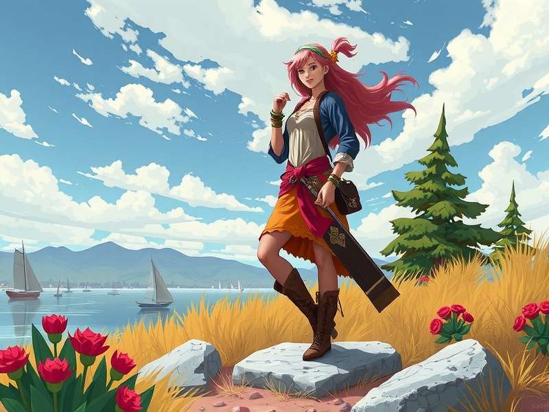 Anise Mystic Wander Game Cover - Anise standing amidst Rajasthan desert with ancient ruins in background